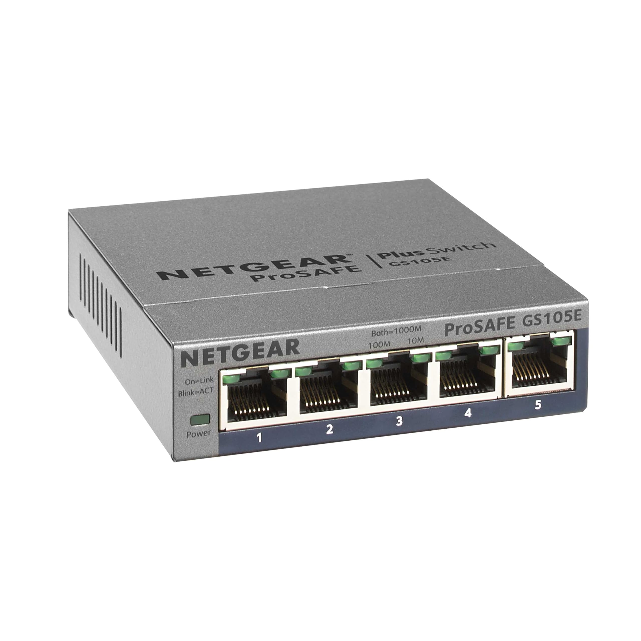 NETGEAR 5-Port Gigabit Ethernet Plus Switch (GS105Ev2) - Managed, Desktop or Wall Mount, and Limited Lifetime Protection
