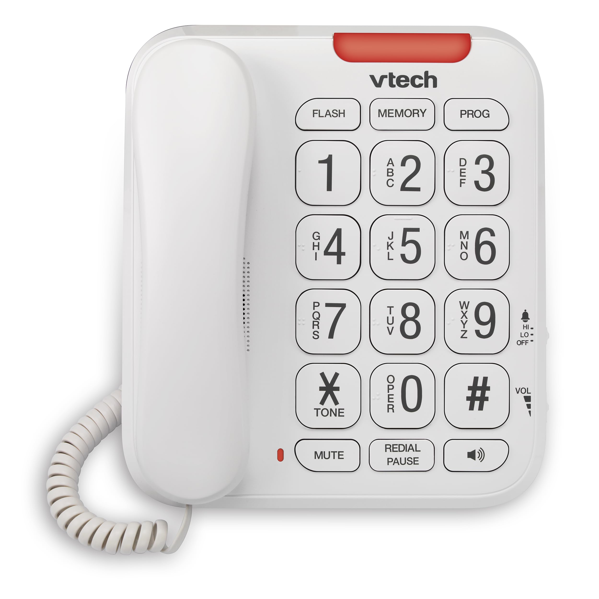 VTech SN1107 Corded Phone with Oversized High-Contrast Buttons, Talking Digits for Seniors, 10 Number Speed Dial, Visual Ringer, Full-Duplex Speakerphone