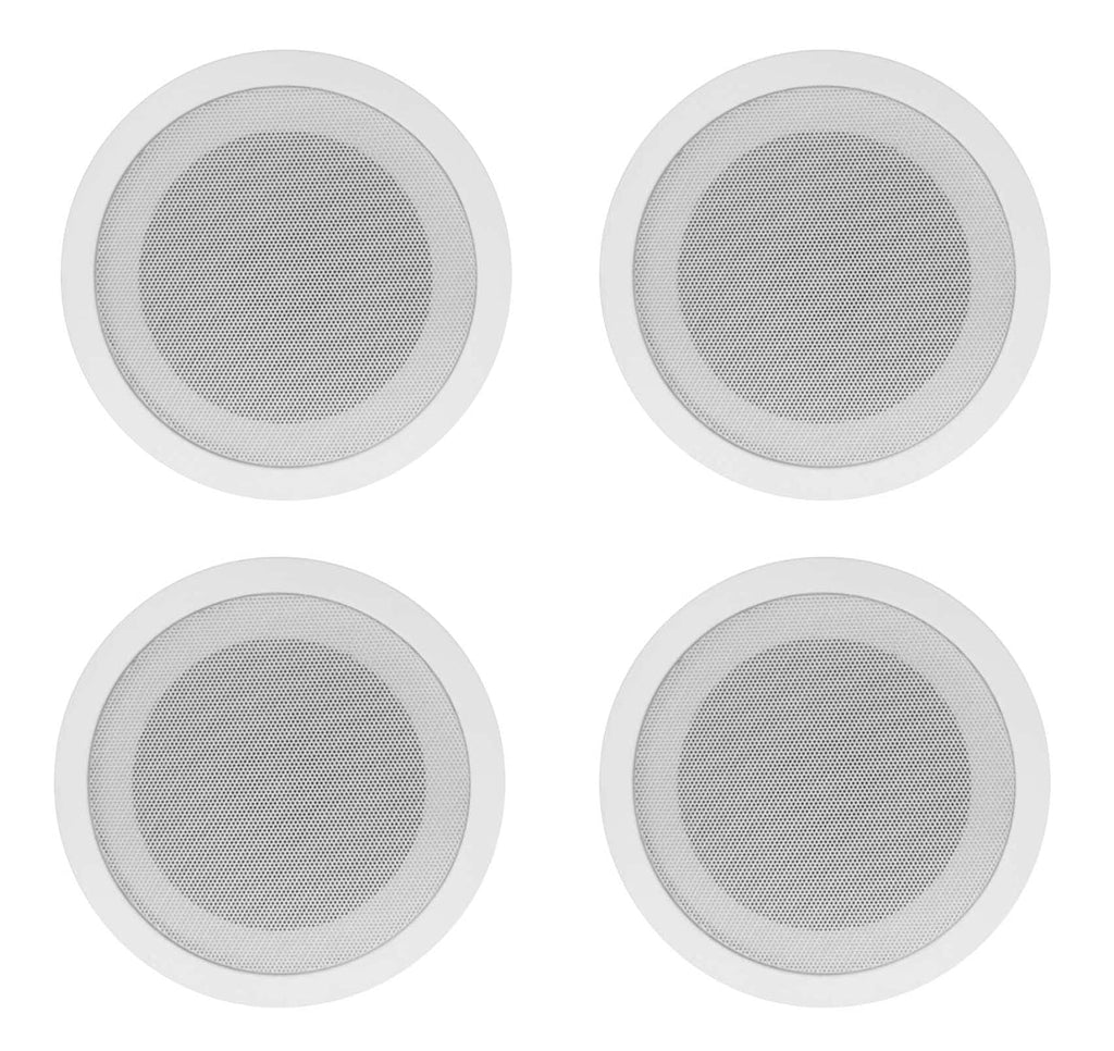 Rockville Commercial Audio Bundle: (4) CCL5T White 5" 70V Ceiling Speakers, Multi-Tap, Flush Mount with RCS80-1 60-Watt 70V Amplifier/Bluetooth Receiver for Restaurant or Office, 5-Items