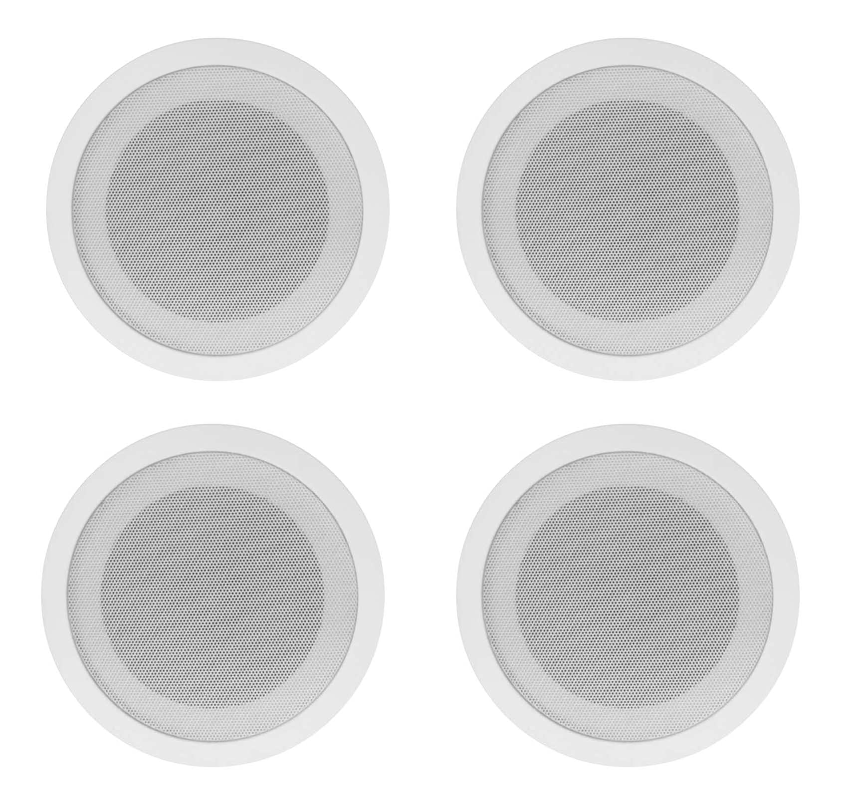 Rockville Commercial Audio Bundle: (4) CCL5T White 5" 70V Ceiling Speakers, Multi-Tap, Flush Mount with RCS80-1 60-Watt 70V Amplifier/Bluetooth Receiver for Restaurant or Office, 5-Items