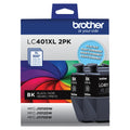 Brother Genuine LC401XL2PKS High-Yield Black Ink Cartridge Value Pack (2), Original Ink Replacement cartridges, Ink for Brother Inkjet Printers MFC-J1010DW, MFC-J1012DW, MFC-J1170DW
