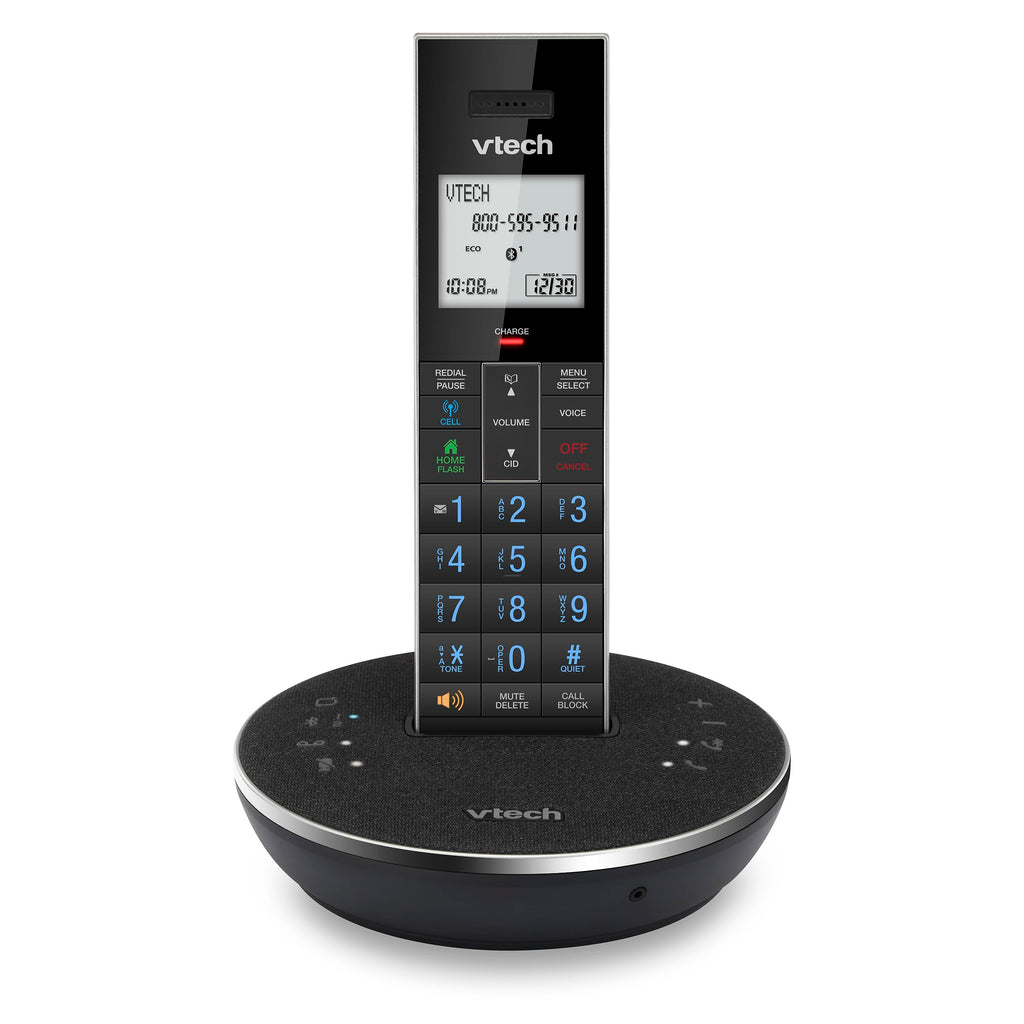 VTech LS6381 DECT 6.0 Cordless Phone with Bluetooth Speaker, Echo Cancellation, Noise Reduction, Music Streaming, Landline Phone with Answering Machine Easy to Read Smart Call Blocker