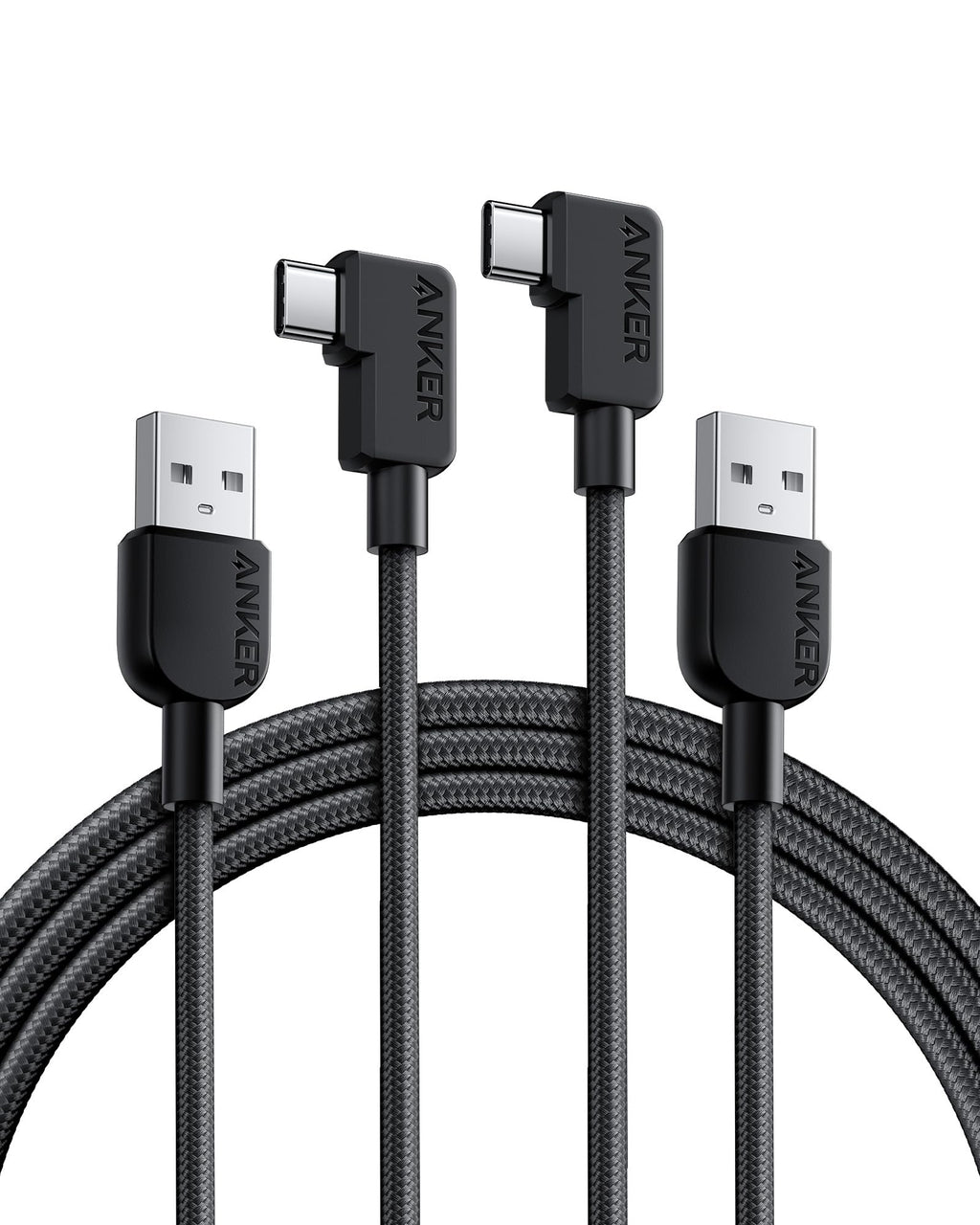 Anker USB C Charging Cable with Angled Plug, 180 cm x 2, USB A to 90 Degree USB C Robust Braided Cable, Right Angle, Compatible with iPhone 16/15, Galaxy Note 10/S10, Huawei, LG, Smartphone (USB 2.0)