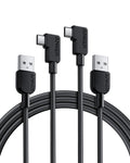 Anker USB C Charging Cable with Angled Plug, 180 cm x 2, USB A to 90 Degree USB C Robust Braided Cable, Right Angle, Compatible with iPhone 16/15, Galaxy Note 10/S10, Huawei, LG, Smartphone (USB 2.0)