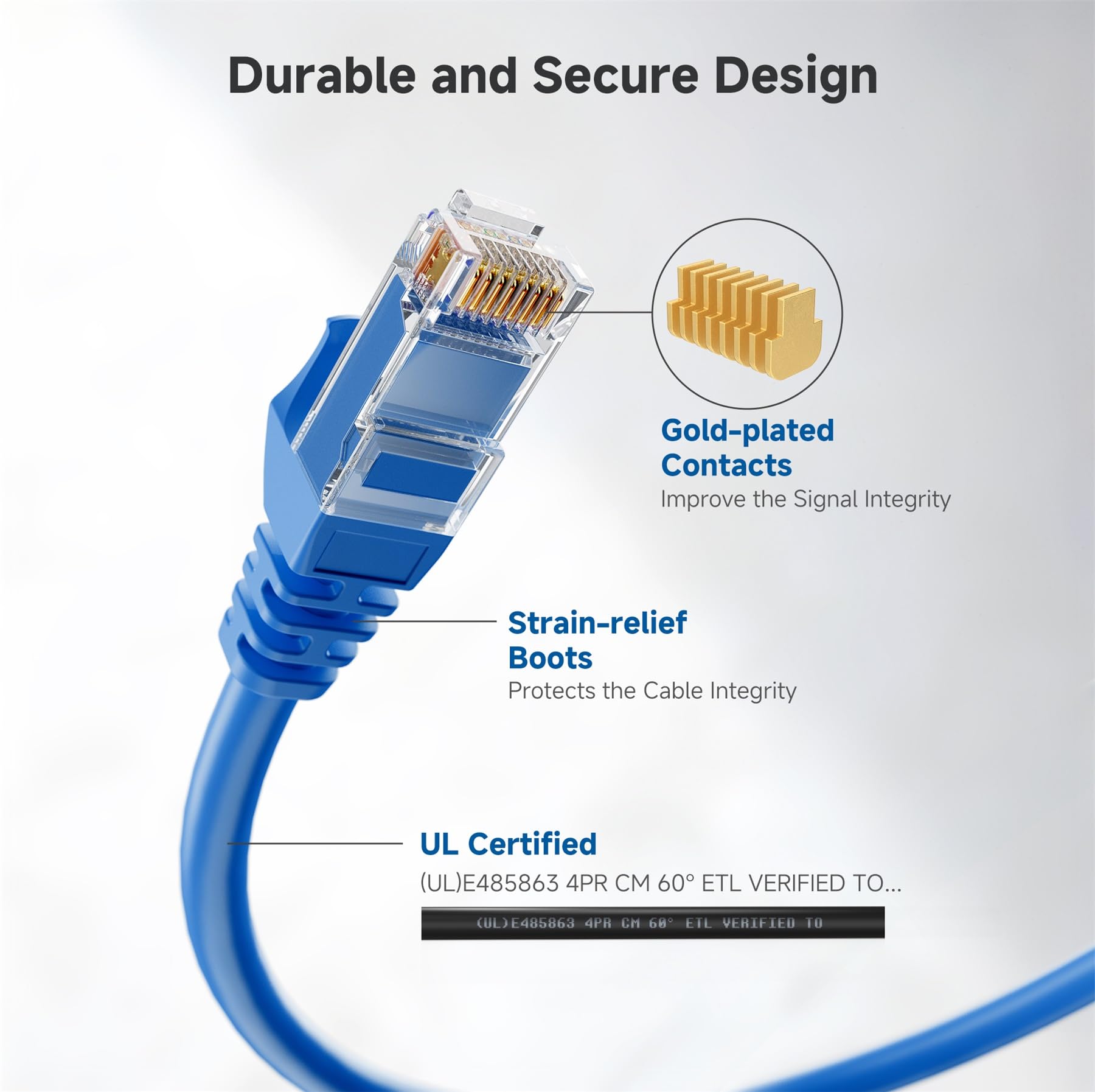 Cable Matters 5-Pack Snagless Cat6 Ethernet Cable (Cat6 Cable/Cat 6 Cable) in Blue 1 Foot - Available 1FT - 150FT in Length