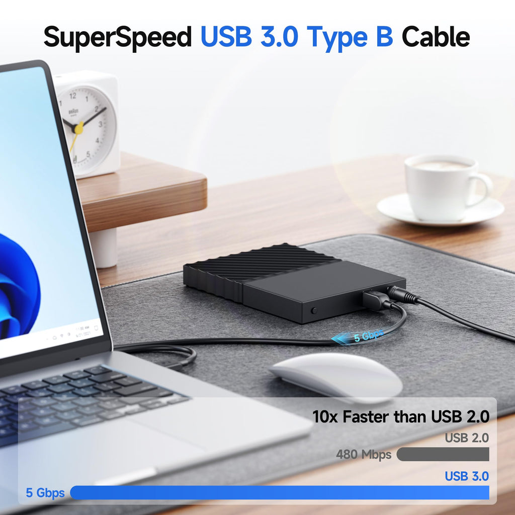 Cable Matters 2-Pack USB 3.0 Cable (USB 3 Cable/USB 3.0 A to B Cable) in Black 6 Feet