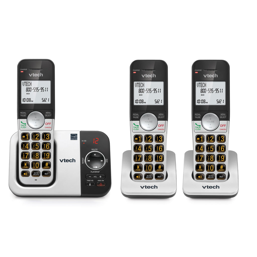 VTech Cordless Phone with 3 Handsets, Answering Machine, Large Display and Big Buttons, Caller ID, Full Duplex Handsfree Calling, Last 10 Dial, Easy to Use, VG232-3