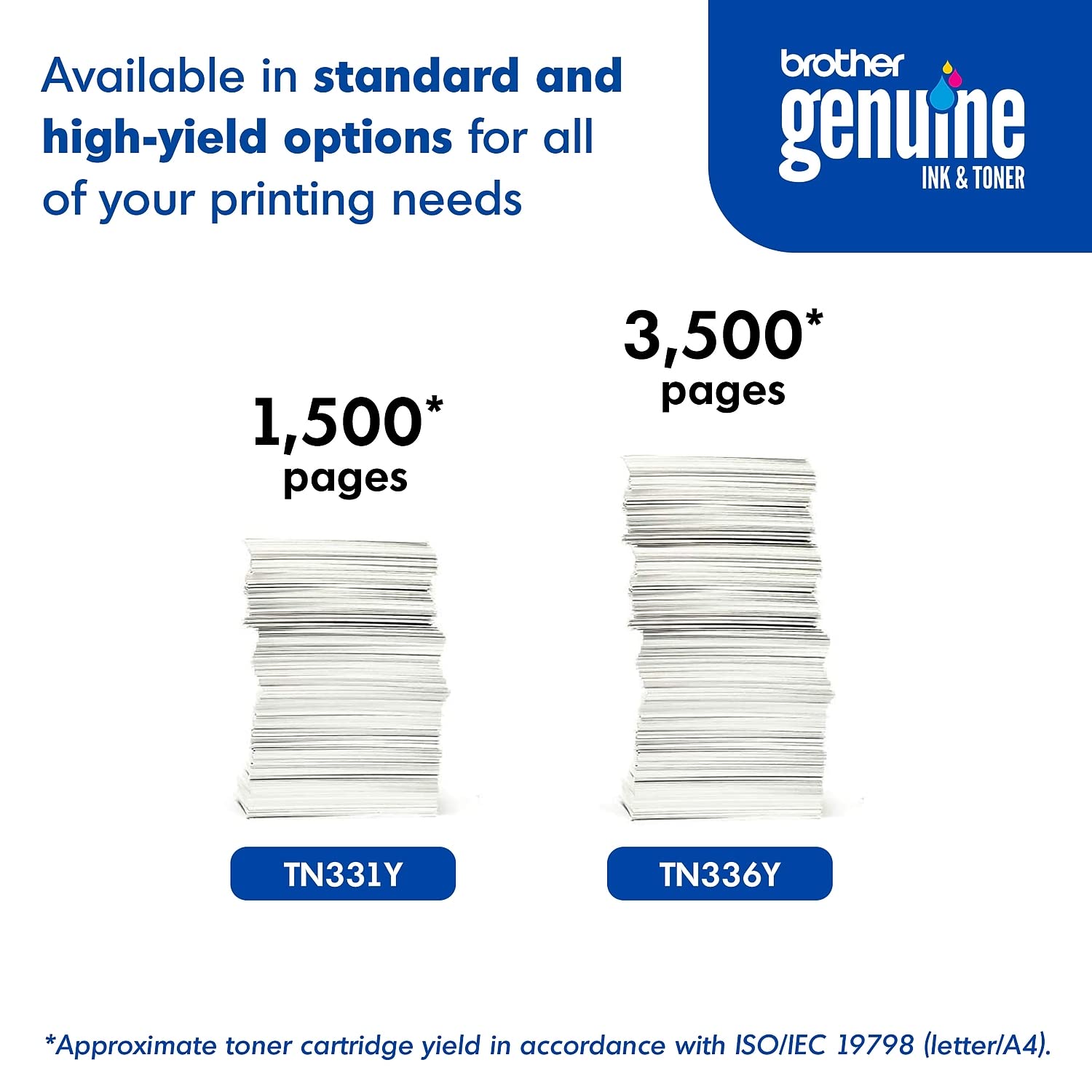 Brother TN-336Y laser toner & cartridge - laser toner & cartridges (Toner, Yellow, Laser, Brother, HL-L8250CDN, HL-L8350CDW, HL-L8350CDWT, MFC-L8600CDW, MFC-L8850CDW, ISO/IEC 19798)