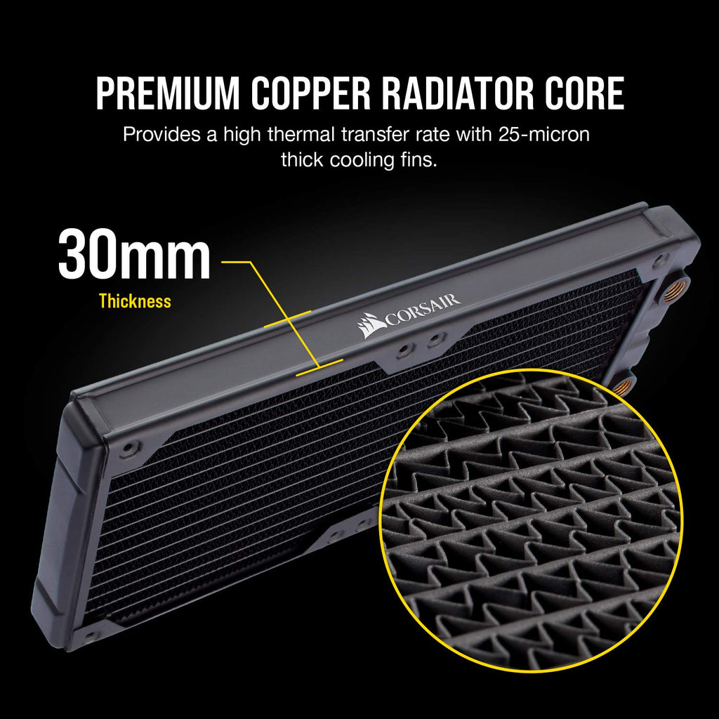 Corsair Hydro X Series, XR5 280 mm Water Cooling Radiator (Dual 140 mm Fan Mounts, Easy Installation, Premium Copper Construction, Polyurethane Coating, Integrated Fan Screw Guides) Black