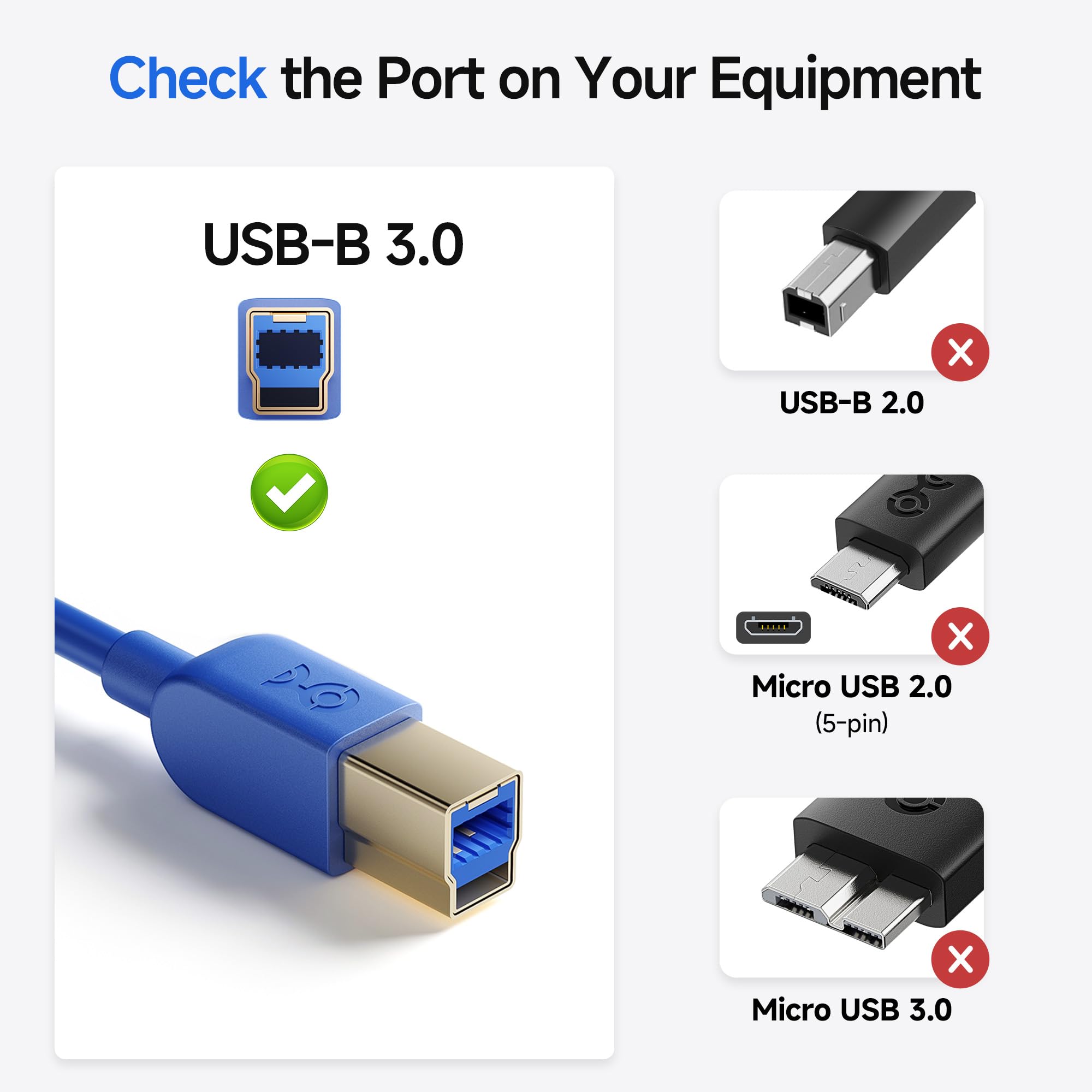 Cable Matters USB 3.0 Cable (USB 3 Cable/USB 3.0 A to B Cable) in Blue 15 Feet - Available 3FT - 15FT in Length