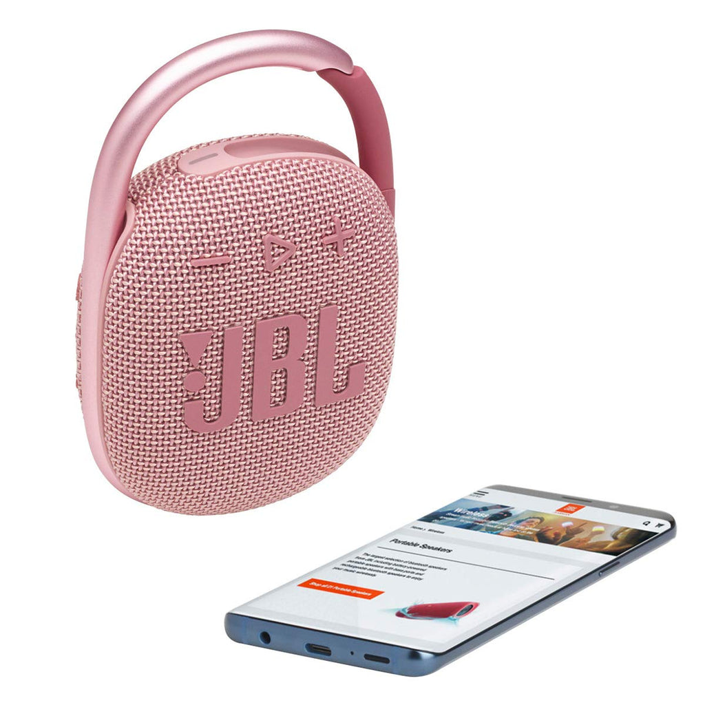 JBL Clip 4 Mini Portable Bluetooth Speaker with Big Sound and Expressive Bass, Built-in Carabiner for Home, Outdoor, Travel (Pink)