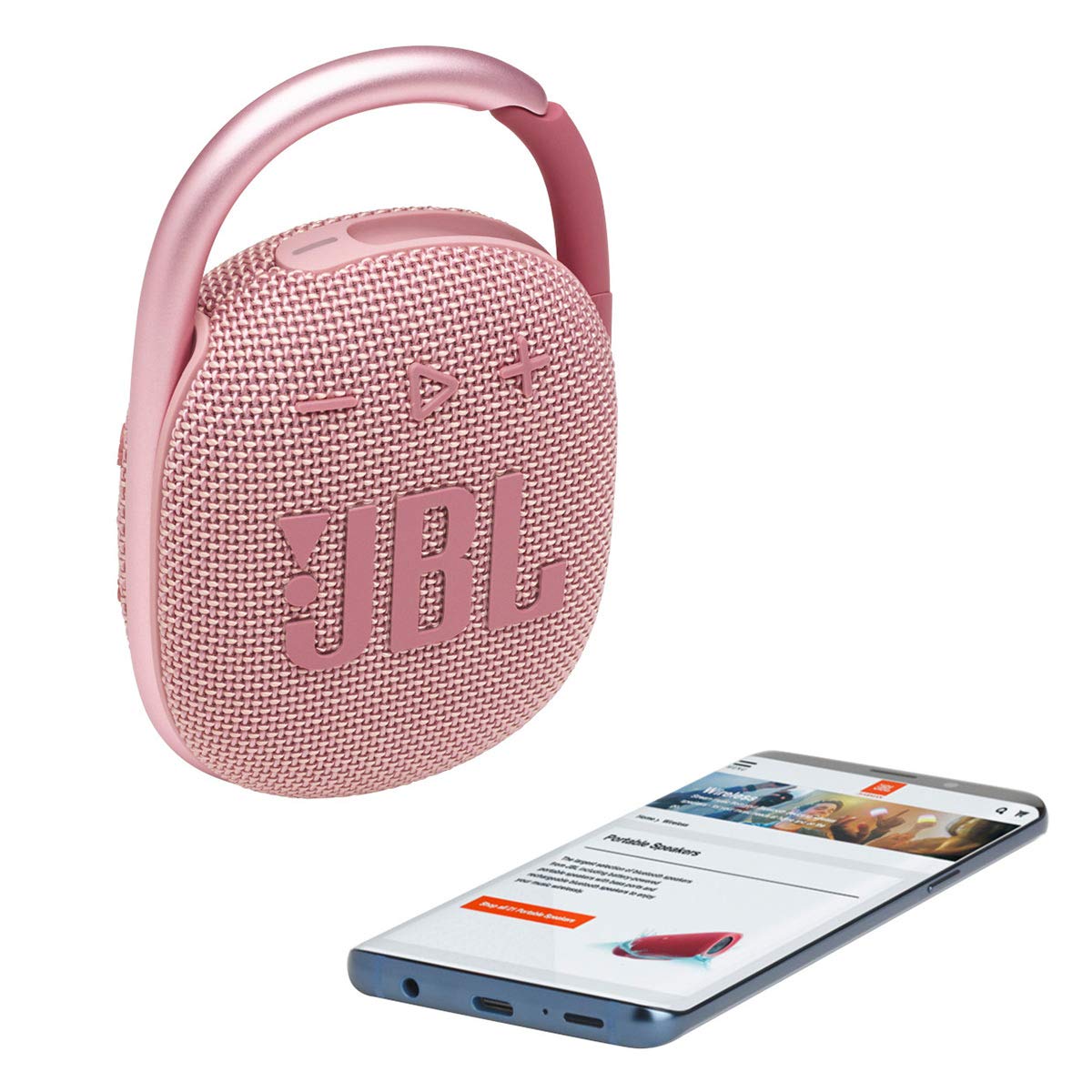 JBL Clip 4 Mini Portable Bluetooth Speaker with Big Sound and Expressive Bass, Built-in Carabiner for Home, Outdoor, Travel (Pink)