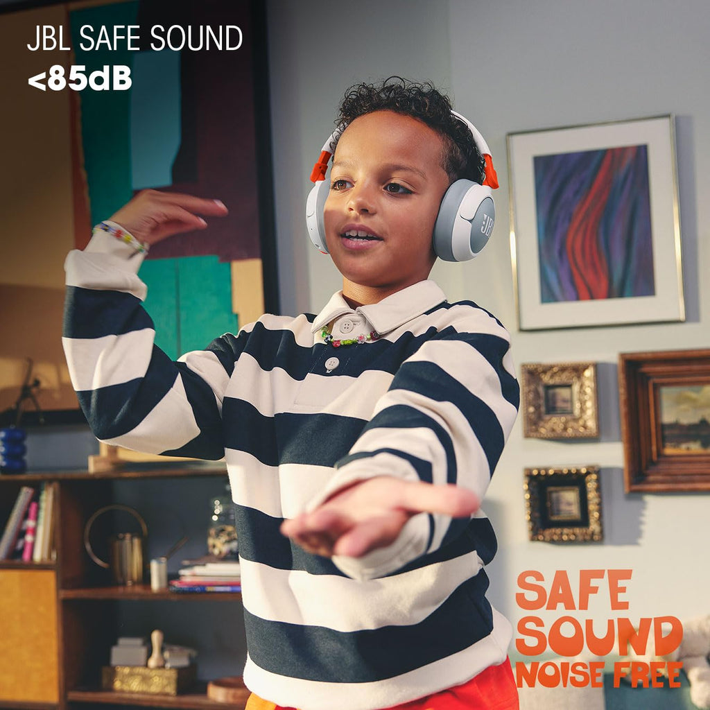 JBL Junior 470NC - Wireless Over-Ear Noise Cancelling Kids Headphones Safe Sound (<85dB), Fit for Kids, Parental Control with Customizable Volume & Playtime and 50Hr Battery Life (White)