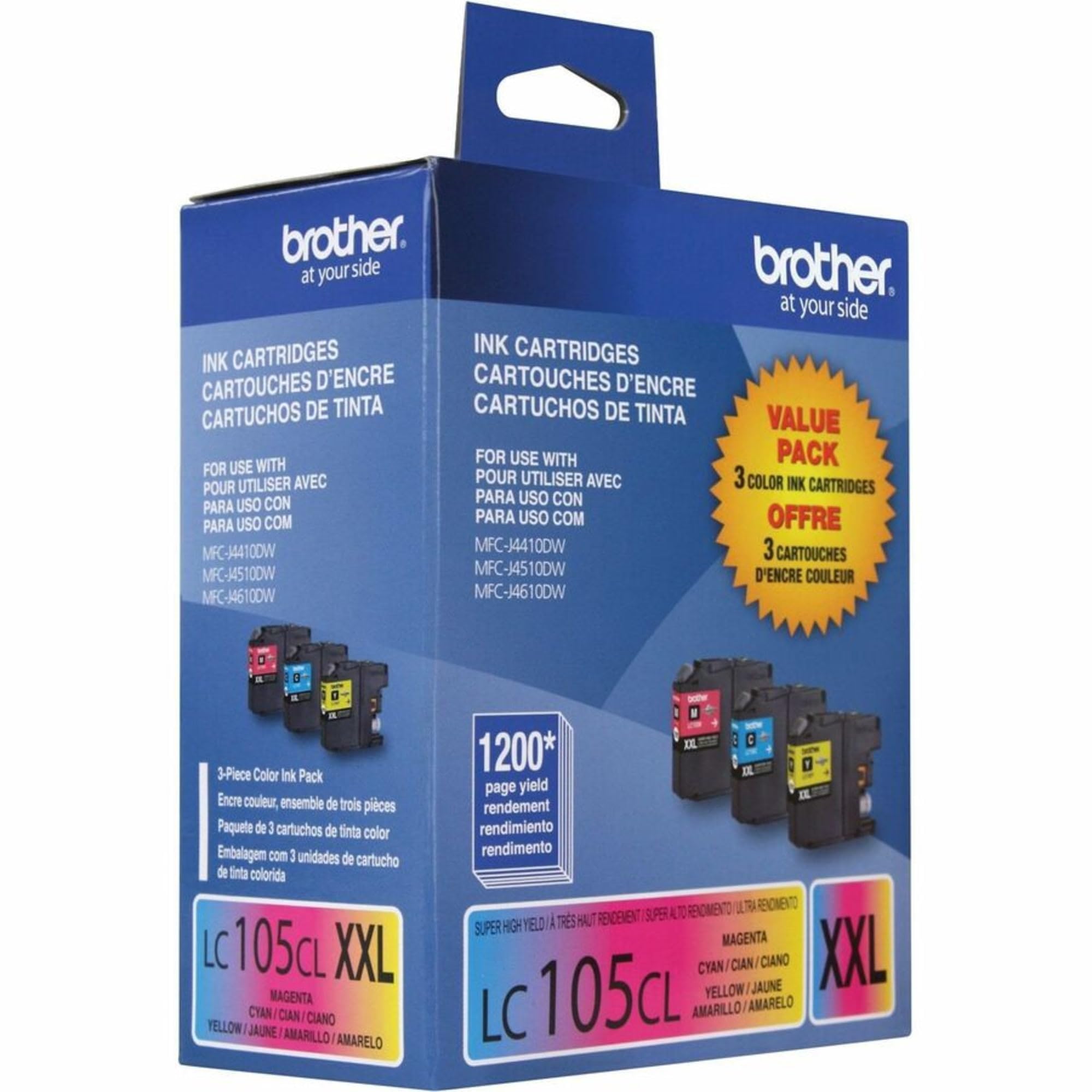 Brother Genuine LC1053PKS Super High Yield XXL Ink Cartridges,Cyan, magenta, yellow