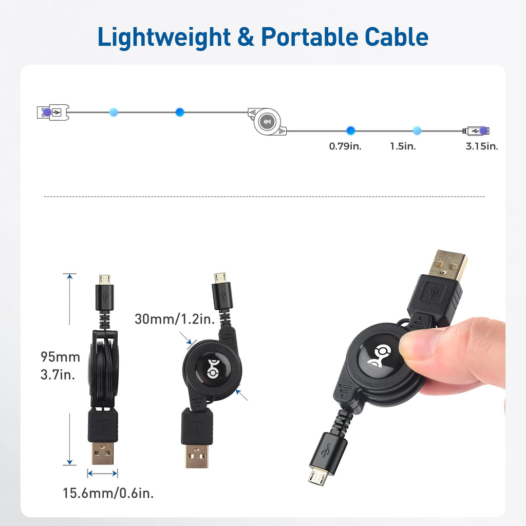 Cable Matters (2-Pack) Gold-Plated Retractable USB to Micro-USB Charge & Sync Cable � 2.5 Feet