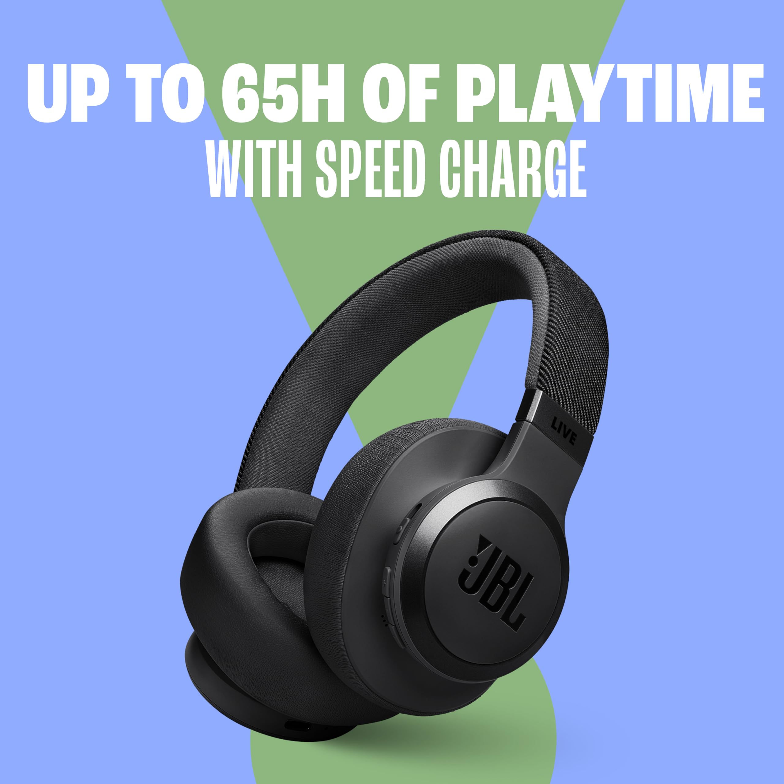 JBL Live 770NC Wireless On-Ear Headphones with Adaptive Noise Cancelling with Smart Ambience, Up to 65 Hours of Playtime, Comfortable Fabric Headband and Carry Pouch