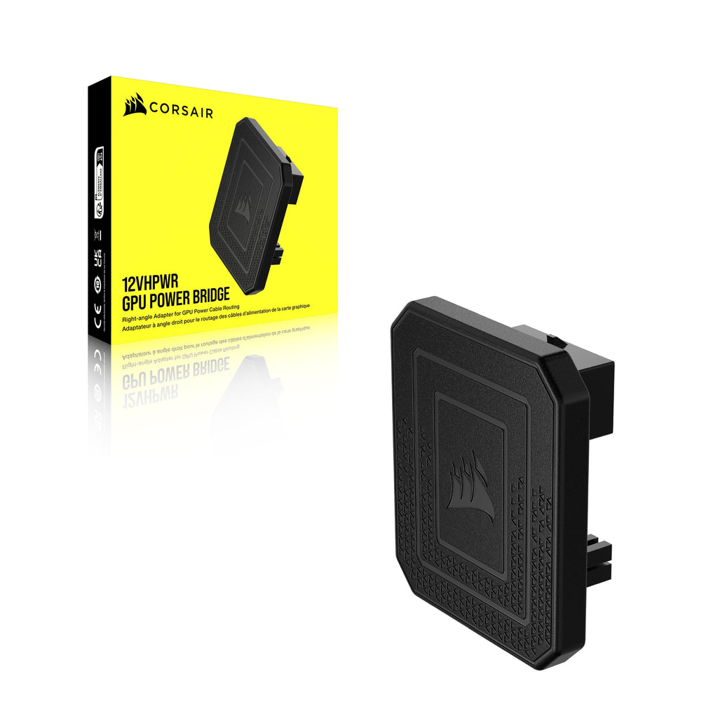 Corsair PCIe 5.0 12VHPWR GPU Power Bridge - For NVIDIA GeForce RTX 40 Series - 180� Bend - Right-Angle Adapter - Clean Cabling - Only for Use with PCIe 5.0 12VHPWR GPUs - Black