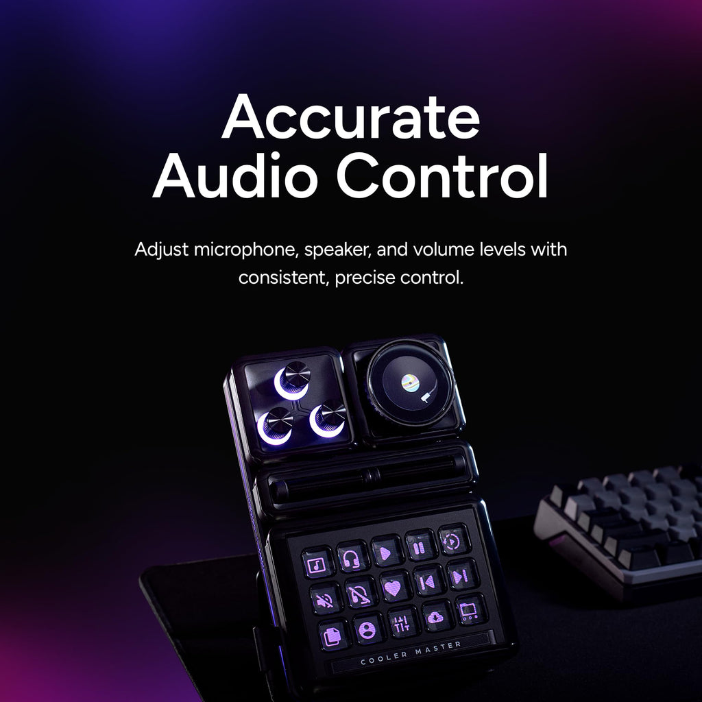 Cooler Master MasterHUB 3xKnob Module: Freeform 2.0 Modular Platform - Precision Control with Customizable Knobs and RGB LEDs for Effortless Fine-Tuning of Creative Apps and Lighting