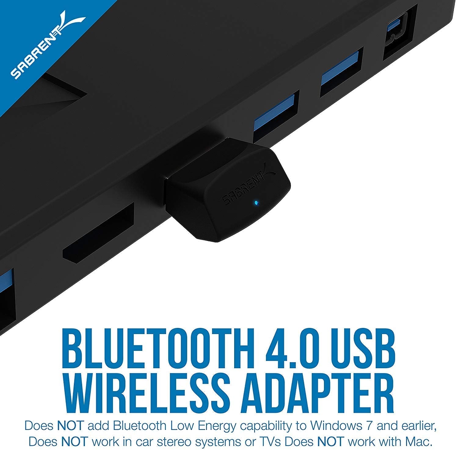 SABRENT USB Bluetooth 4.0 Adapter Dongle for PC Laptop Desktop Computer Mouse Keyboard Headphone Controller, Support Windows, Mac, Plug and Play (BT-UB40)