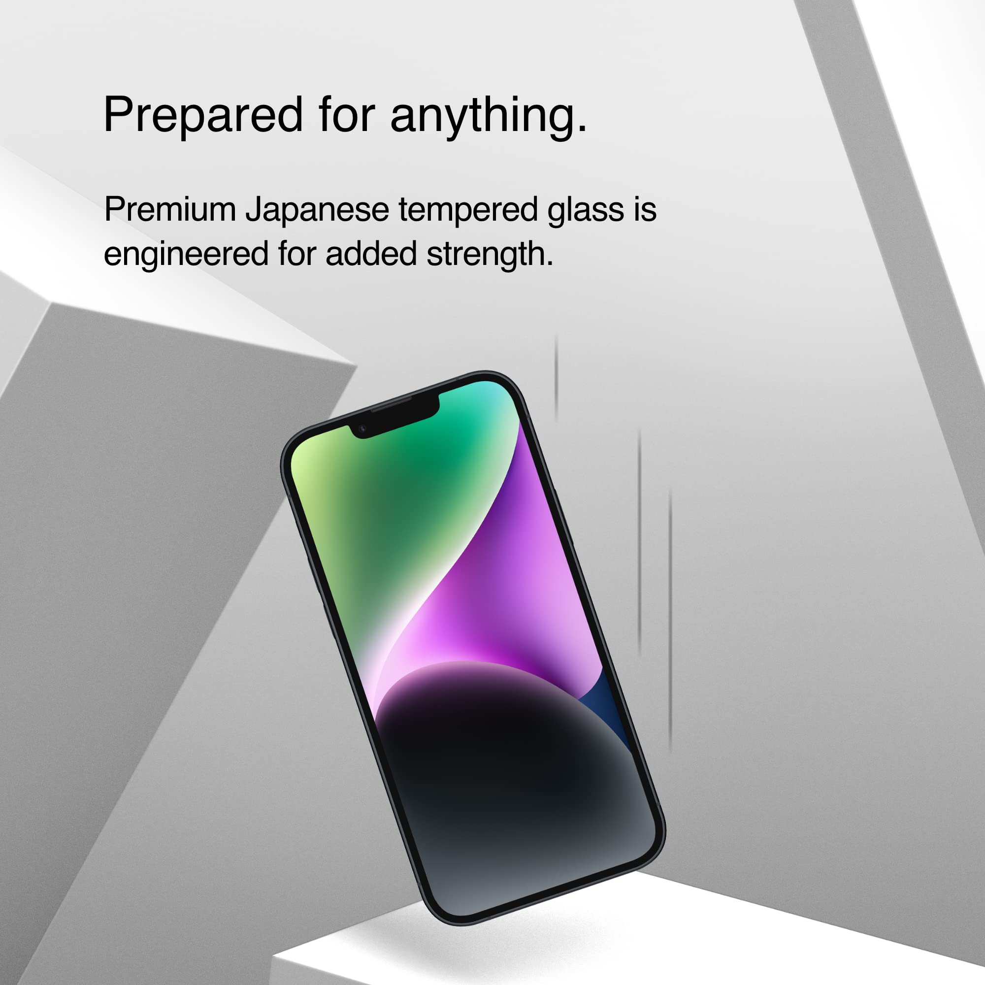 Belkin Privacy Tempered Glass Screen Protector for iPhone 14, 13 and 13 Pro, Treated Surface with Anti-Fingerprint Coating and Bubble Free Application with Included Easy Align Tray