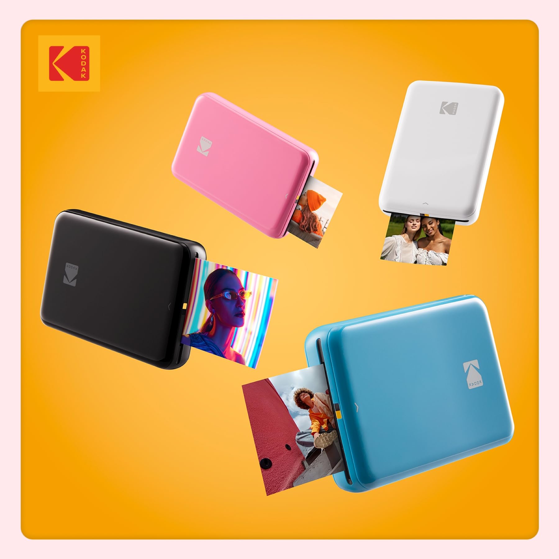 KODAK Step Instant Photo Printer with Bluetooth/NFC, Zink Technology & KODAK App for iOS & Android (Pink) Prints 2x3� Sticky-Back Photos.
