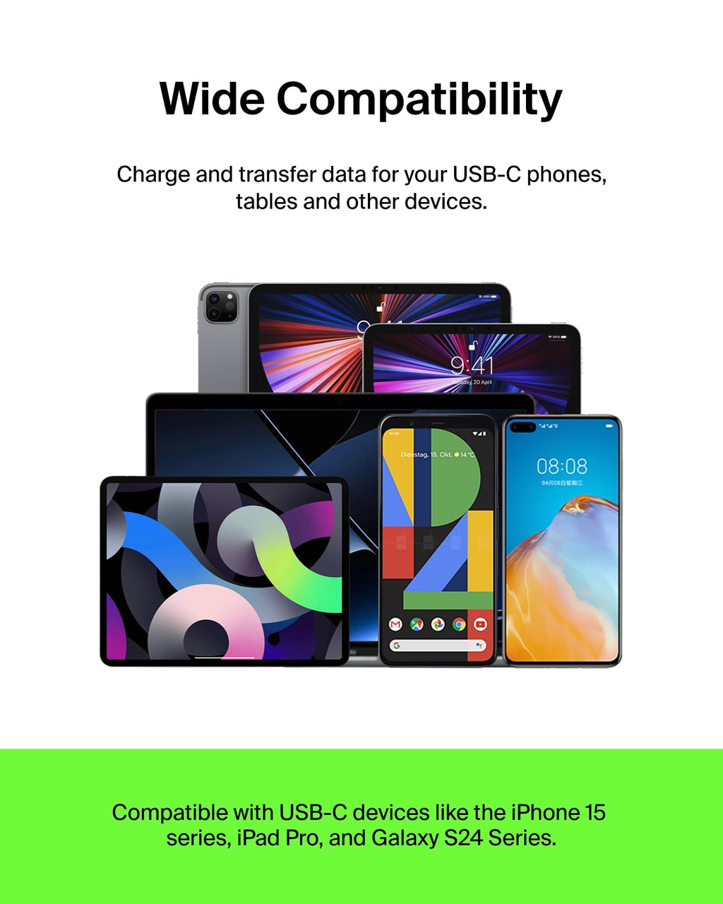 Belkin BoostCharge USB-C to USB-A Cable (2M/6.6ft) for iPhone 16, iPhone 16 Pro, iPhone 16 Pro Max, Samsung Galaxy S25, S24, Pixel 9 & 8, iPad Pro, Nintendo Switch 2, Carplay & More - White (2-Pack)