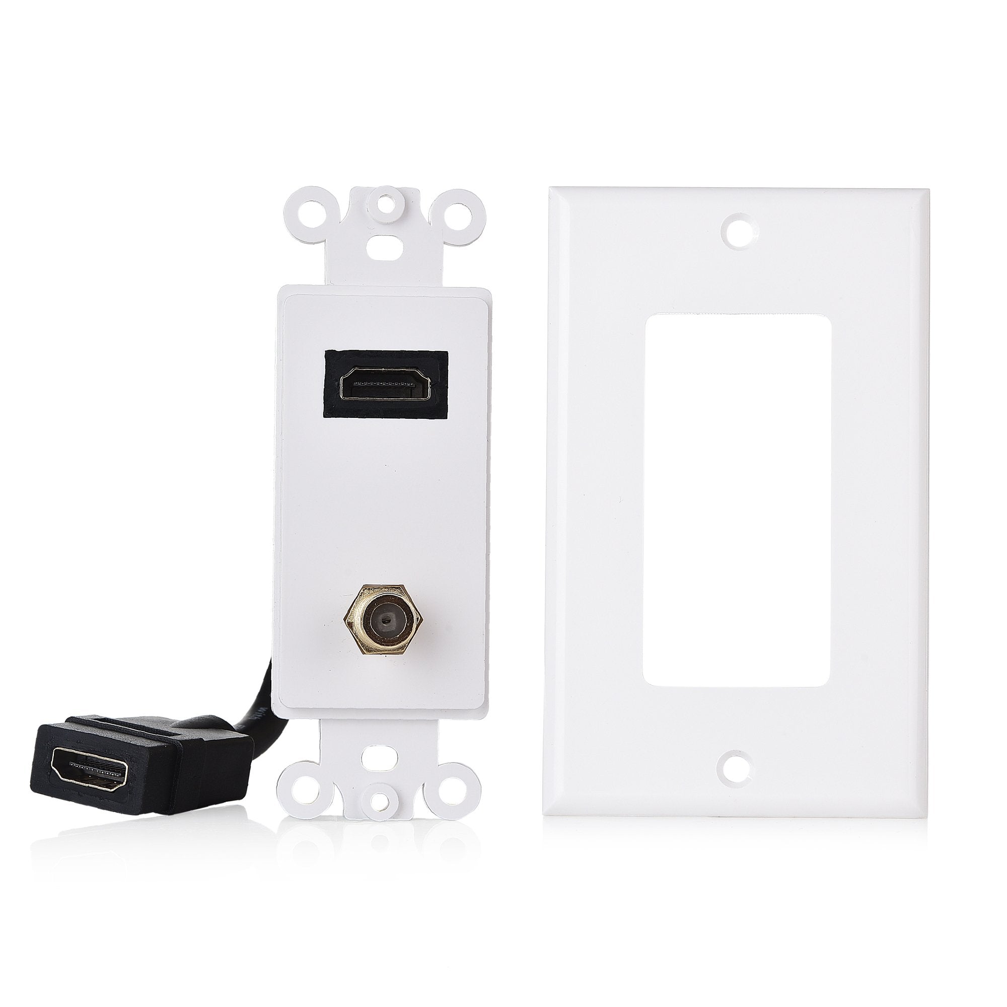 Cable Matters HDMI Wall Plate with Coax Outlet (Coax Wall Plate) in White