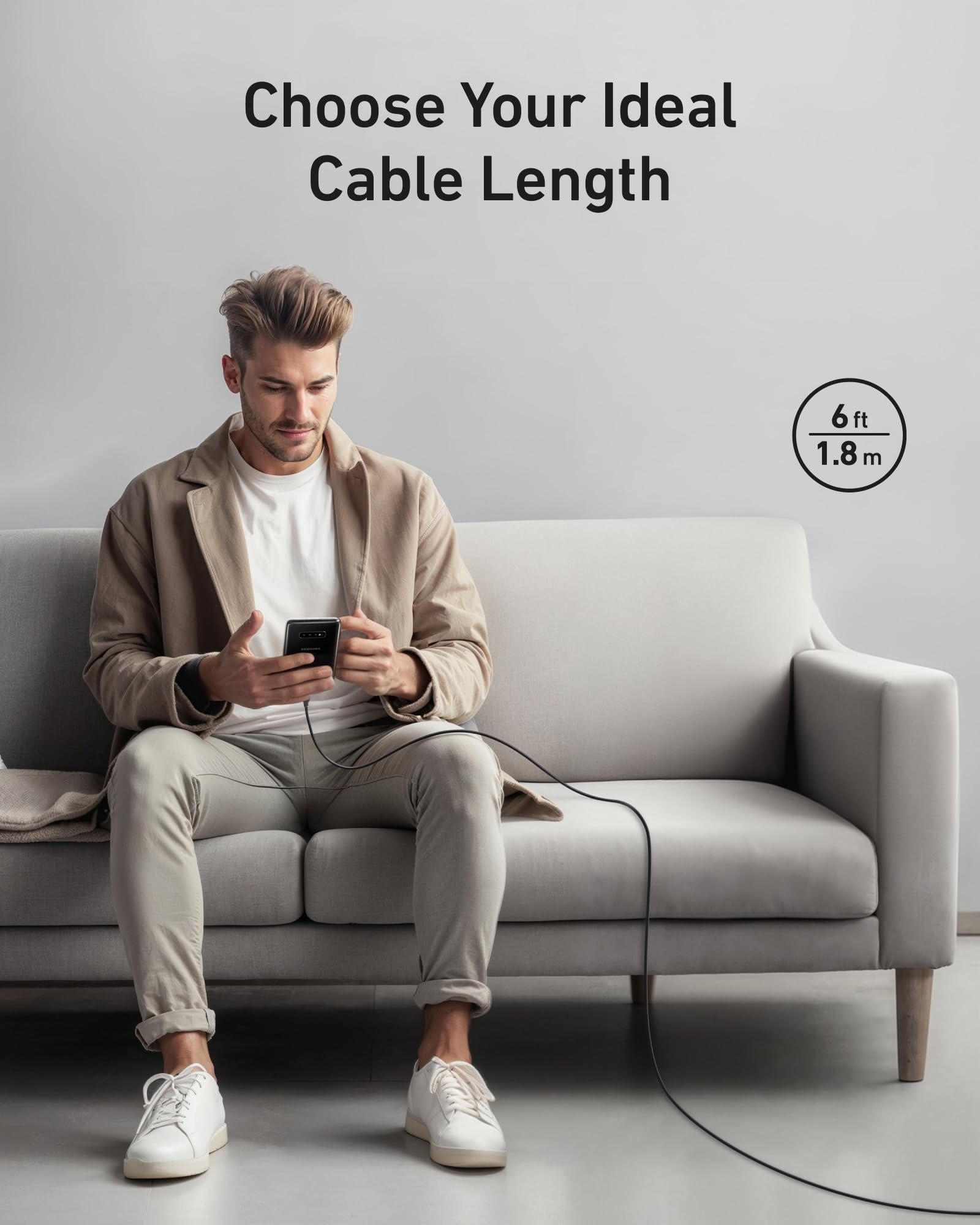 Anker Cable, USB A to USB C Cable for iPhone 16 15 ro Max Plus and More (6FT, 2Pack, Black)