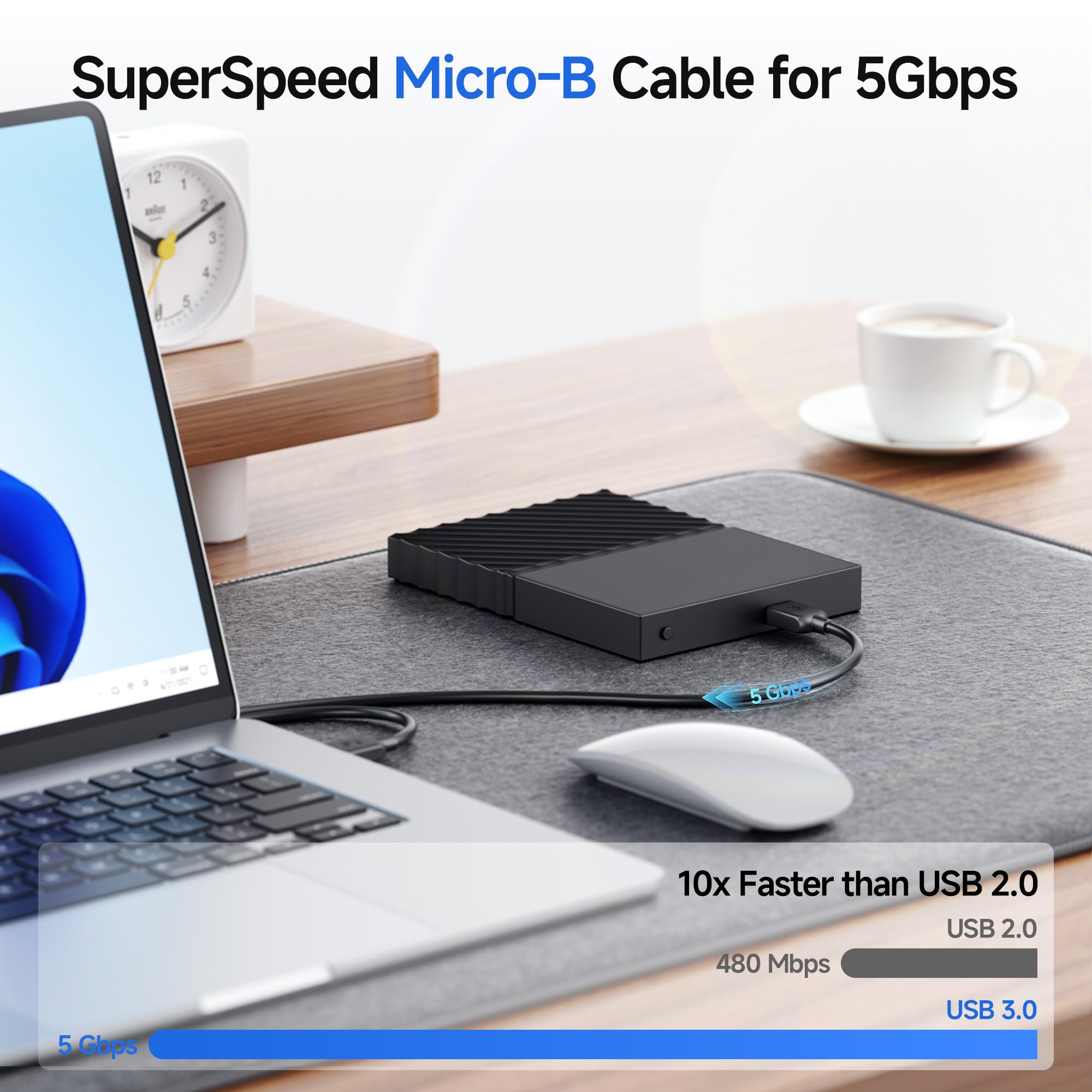 Cable Matters Micro USB 3.0 Cable (Micro USB 3 Cable A to Micro B) in Black 15 Feet - Available 3FT - 15FT in Length