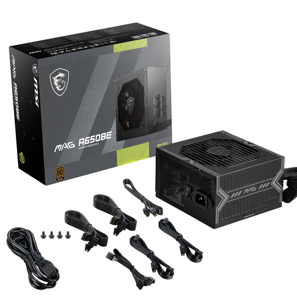 MSI MAG A650BE Gaming Power Supply - Certified 80 Plus Bronze 650W - Semi-Modular - Low Noise PSU ATX
