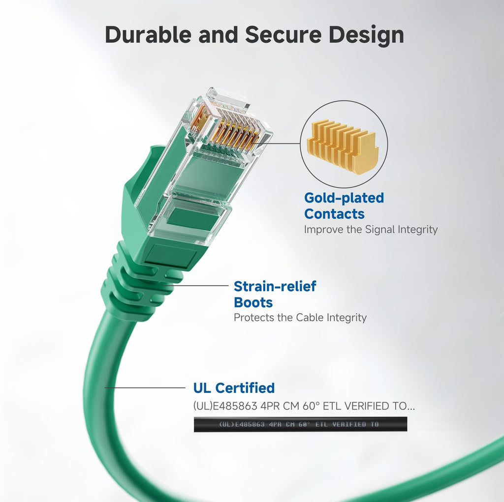 Cable Matters 10Gbps Snagless Cat 6 Ethernet Cable - 7ft, Cat 6 Cable, Cat6 Cord, Ethernet Cord, Green