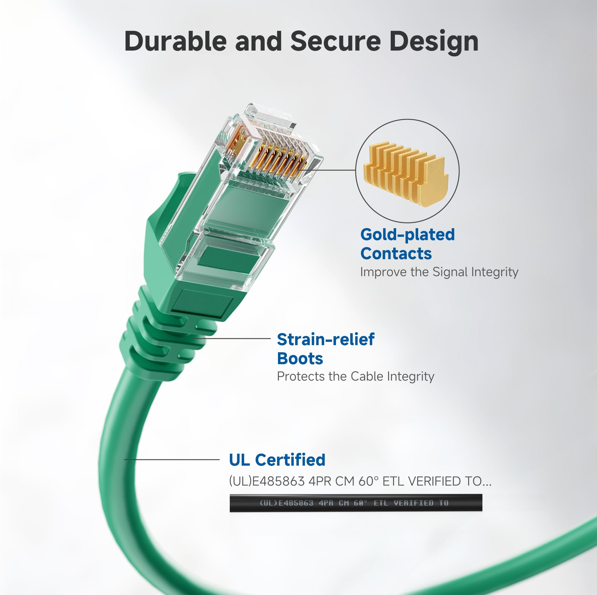 Cable Matters 10Gbps Snagless Cat 6 Ethernet Cable - 7ft, Cat 6 Cable, Cat6 Cord, Ethernet Cord, Green