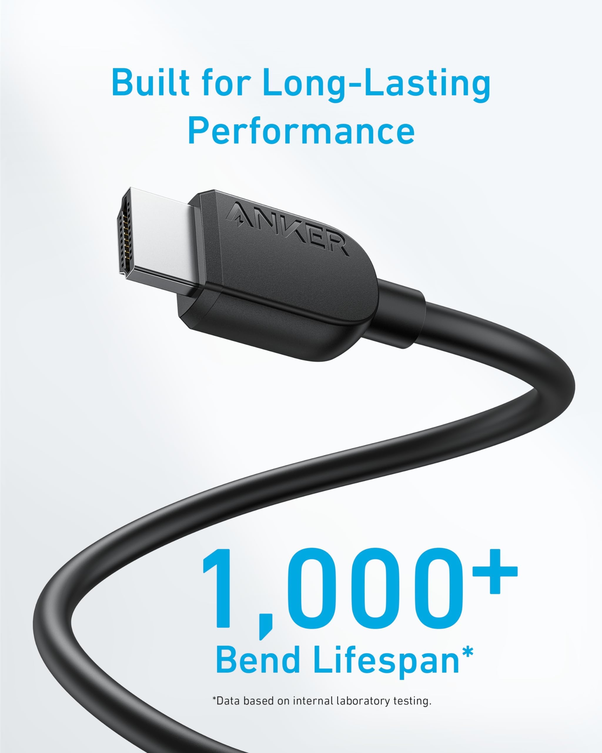 Anker HDMI Cable 8K@60Hz, Ultra HD HDMI Cable 3ft 4K@120Hz, Certified High Speed 48Gbps, Compatible with PlayStation 5, Xbox, Samsung TVs and More