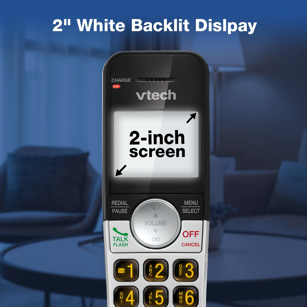 VTech Cordless Phone with 3 Handsets, Answering Machine, Large Display and Big Buttons, Caller ID, Full Duplex Handsfree Calling, Last 10 Dial, Easy to Use, VG232-3