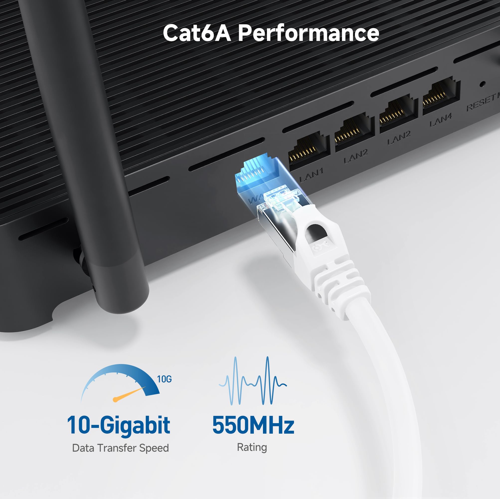Cable Matters 10Gbps 5-Pack Snagless Shielded Cat 6A Ethernet Cable - 5ft, Cat 6A Cable, Cat6A Cord, Ethernet Cord, White