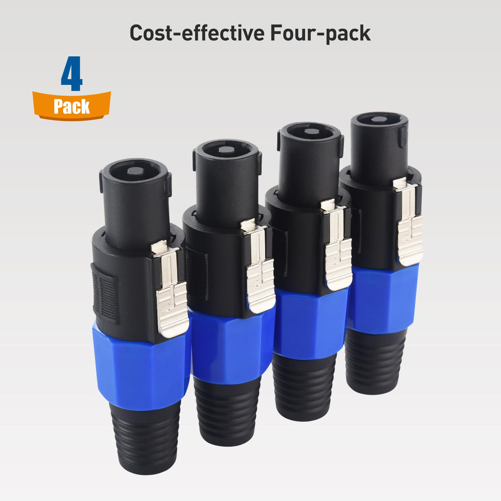 Cable Matters 4-Pack, 4-Pole Speaker Cable Connector - Max OD 8.5mm/0.33 inches, Compatible with Neutrik Speakon Connector NL4FC, NL4FX, NL4 Series