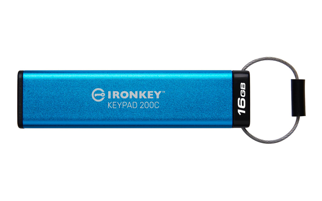 Kingston IronKey Keypad 200C Type-C hardware-encrypted USB Flash Drive FIPS 140-3 Level 3 (Pending) with XTS-AES 256-bit Hardware Encryption -IKKP200C/16GB