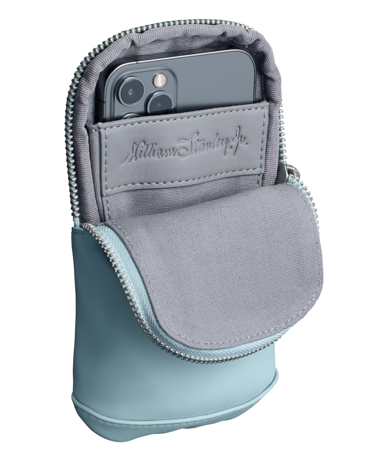 STANLEY Cross Bottle Essentials Case Midi | Phone, Wallet, Keys Holder for Water Bottle | Faux Leather Accessory Pouch for Carry All Strap | Tumbler Cup Accessories | BPA-Free | Seafoam