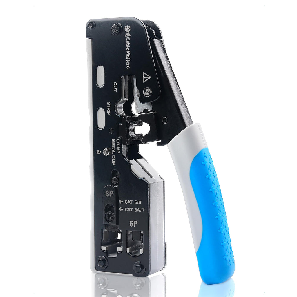 Cable Matters All-In-One Modular Ethernet Crimping Tool Cat 8 (Cat5 Cat6 Cat7 Cat8 Crimping Tool) for Shielded Pass-Through Connectors