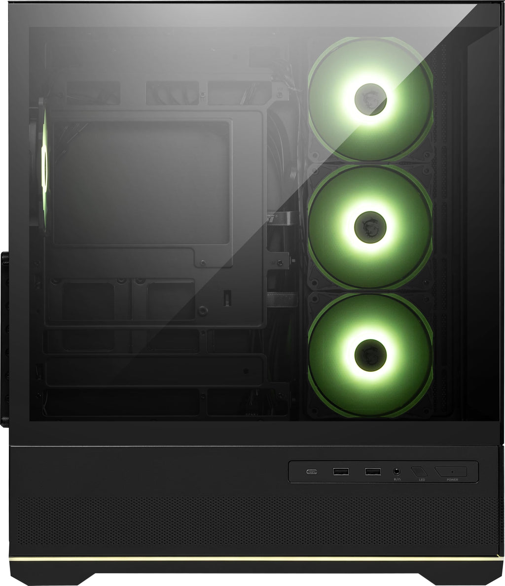 MSI MAG PANO 110R PZ - Mid-Tower Gaming PC Case - Tempered Glass Side Panel - 3 x 120mm ARGB Fans - Liquid Cooling Support up to 360mm Radiator - Mesh Panel for Optimized Airflow