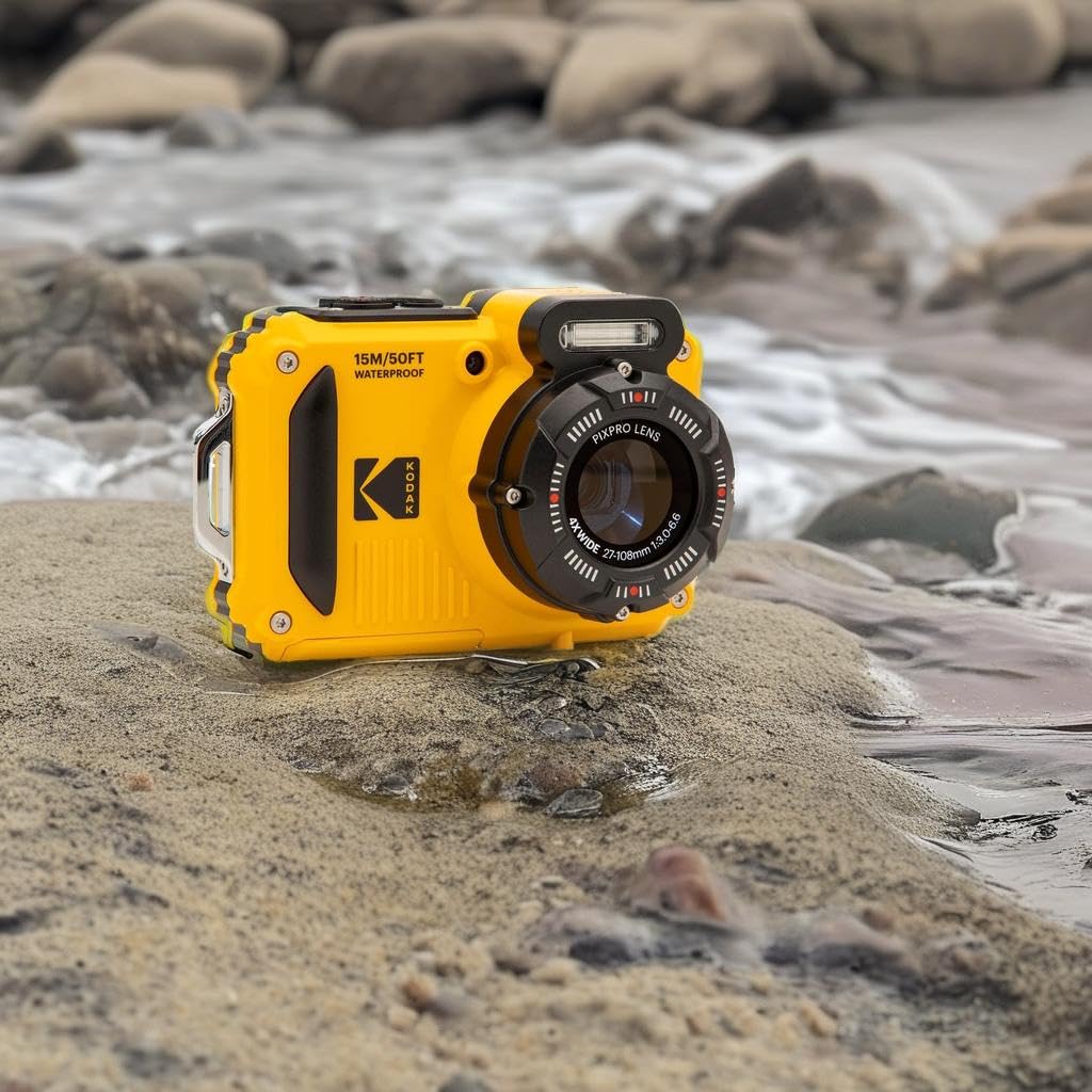 KODAK Pixpro WPZ2 - 16M Pixel Compact Digital Camera, Waterproof to 15m, Shockproof, 720p Video, 2.7" LCD Screen - Li-ion Battery, Yellow