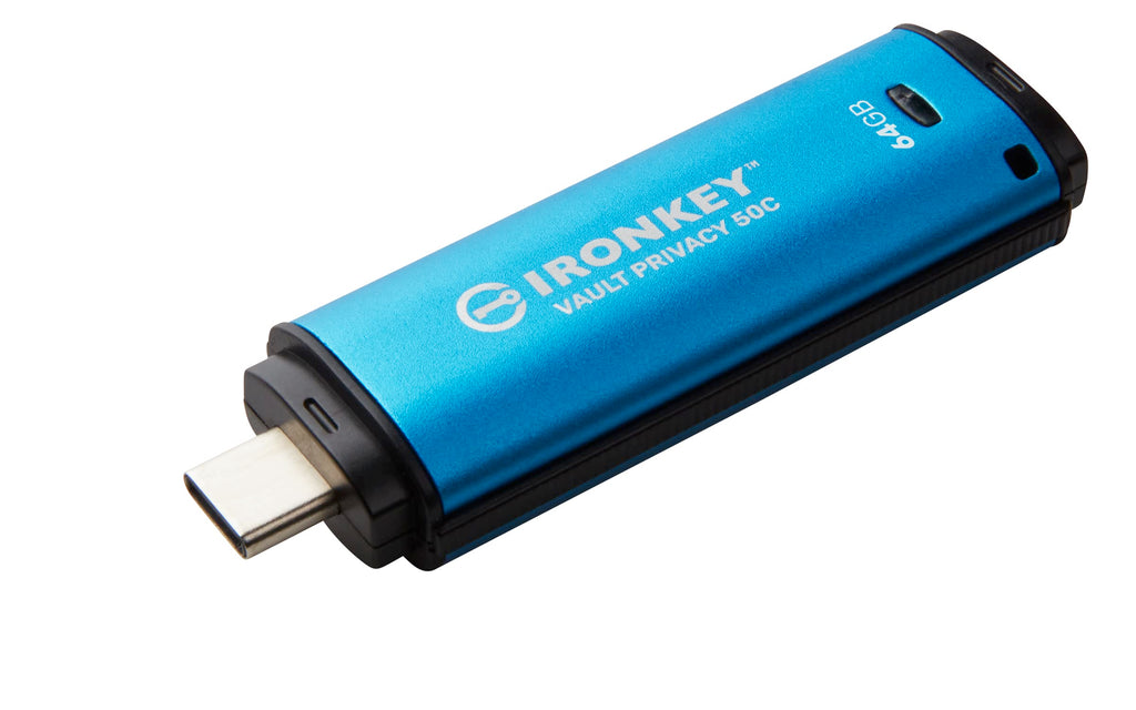 Kingston IronKey Vault Privacy 50 FIPS 197 Certified & XTS-AES 256-bit Encrypted USB TypeC Drive for Data Protection - IKVP50C/64GB