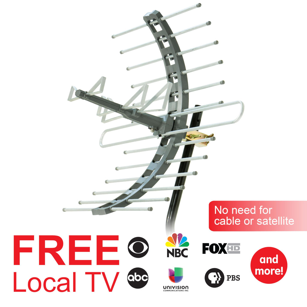 GE Outdoor/Attic TV Antenna, Long Range, 4K 1080P VHF UHF Digital HDTV, J Mount Included, Weather Resistant, 29884