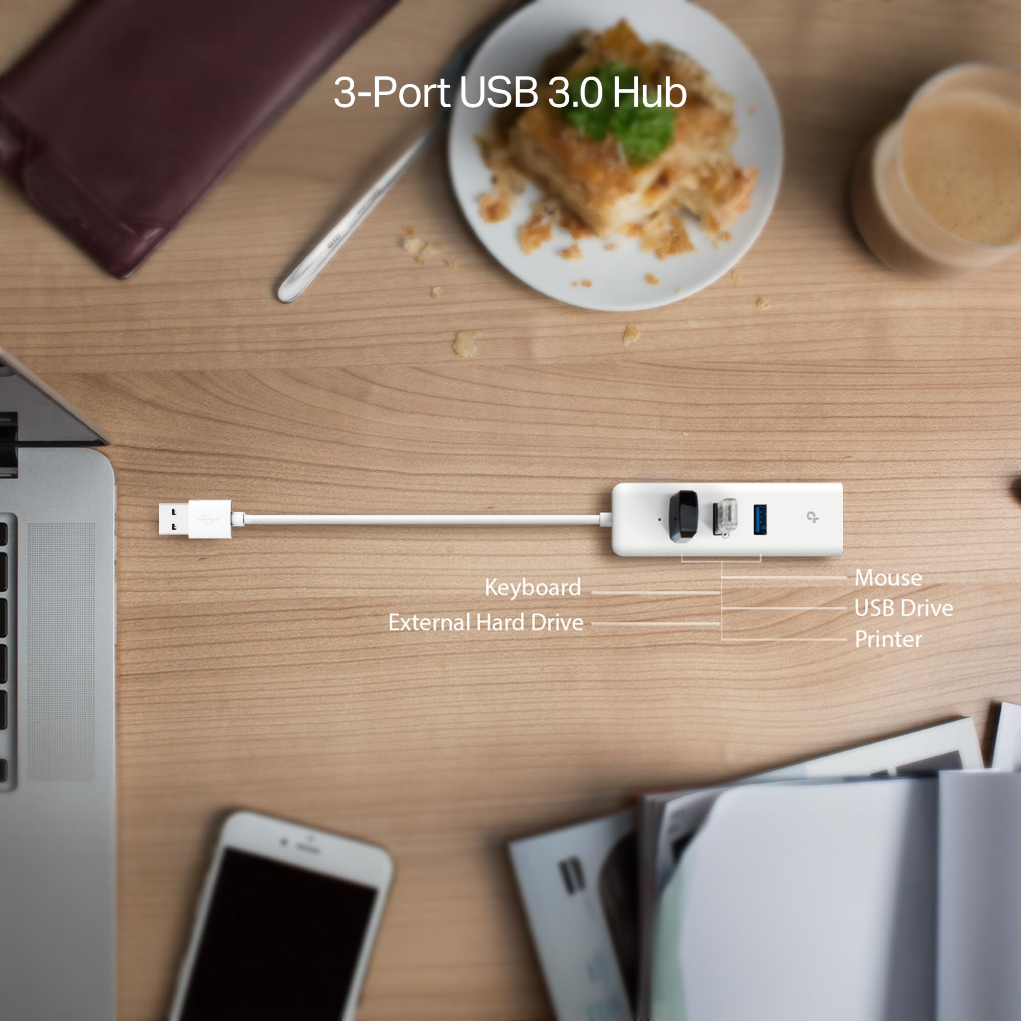 TP-LINK UE330 3-Port USB 3.0 Mini Data Hub with 10/100/1000 Gigabit Ethernet LAN Network Adapter for Apple MacBook Surface Pro XPS Laptop Ultrabook Chromebook PC Mac and More
