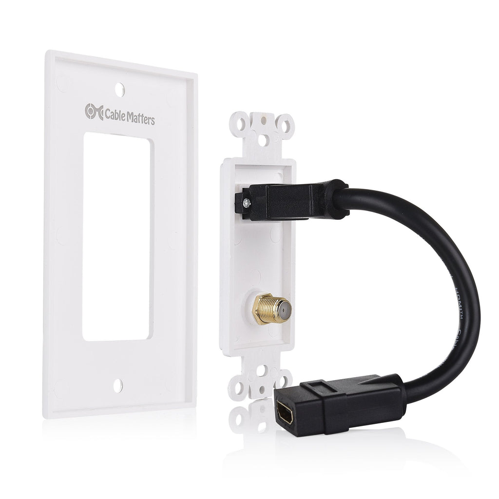 Cable Matters HDMI Wall Plate with Coax Outlet (Coax Wall Plate) in White