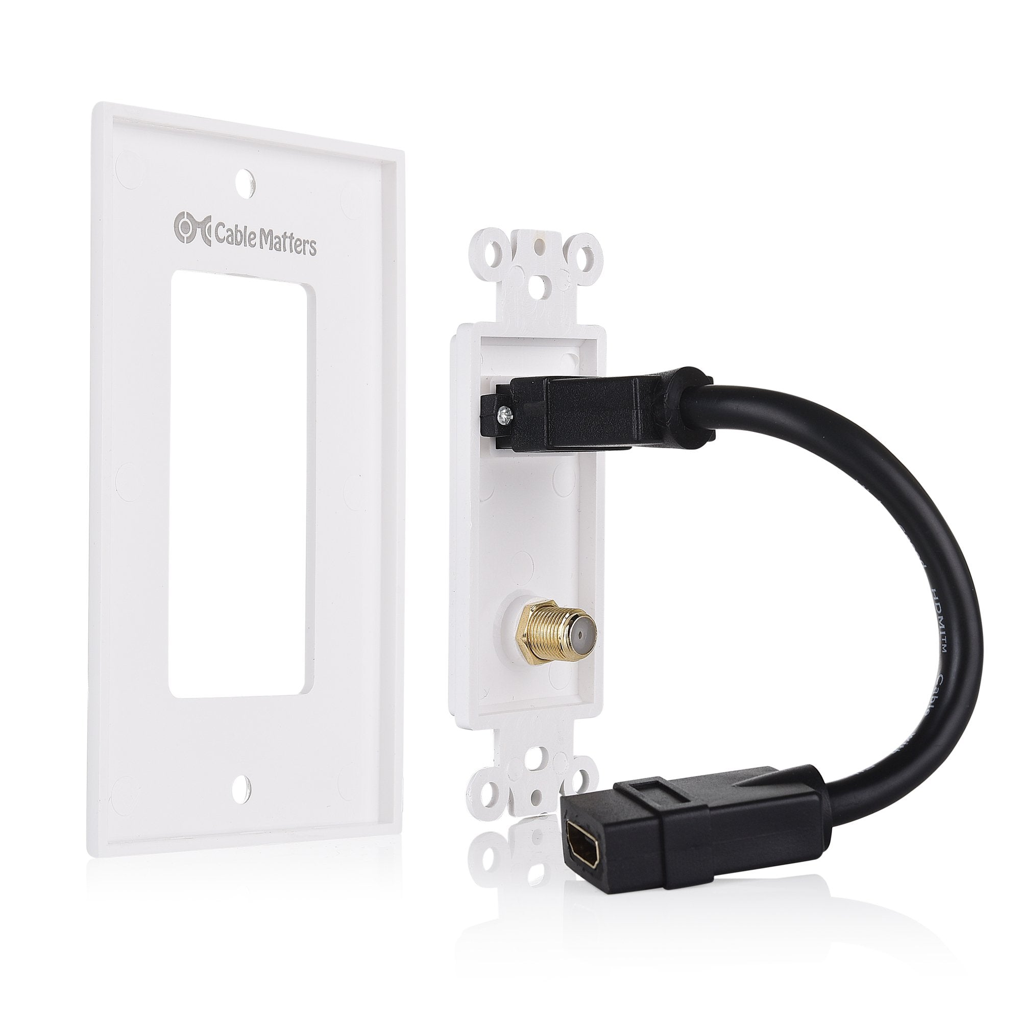 Cable Matters HDMI Wall Plate with Coax Outlet (Coax Wall Plate) in White