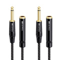 Cable Matters 10 Feet 1/4 Inch TS Male to Female Extension Cable, Black, 2-Pack, Compatible with Microphone, Speaker, Mixer