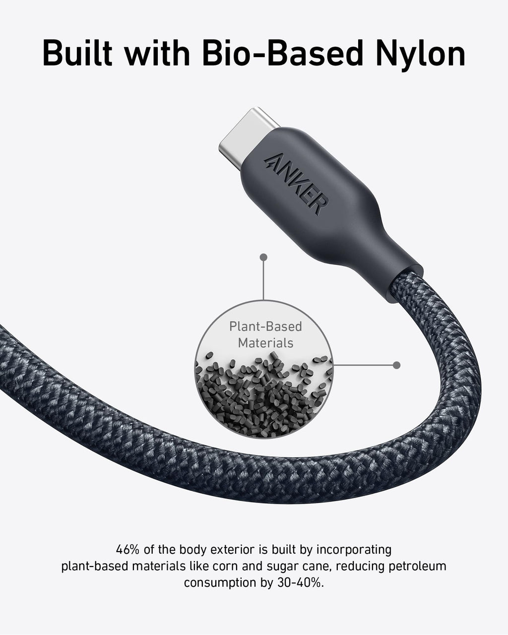 Anker 543 USB C to USB C Cable (240W, 10ft), USB 2.0 Bio-Nylon Charging Cable for MacBook Pro, iPhone 17/16/15, iPad Pro, Samsung Galaxy,and More(Phantom Black)
