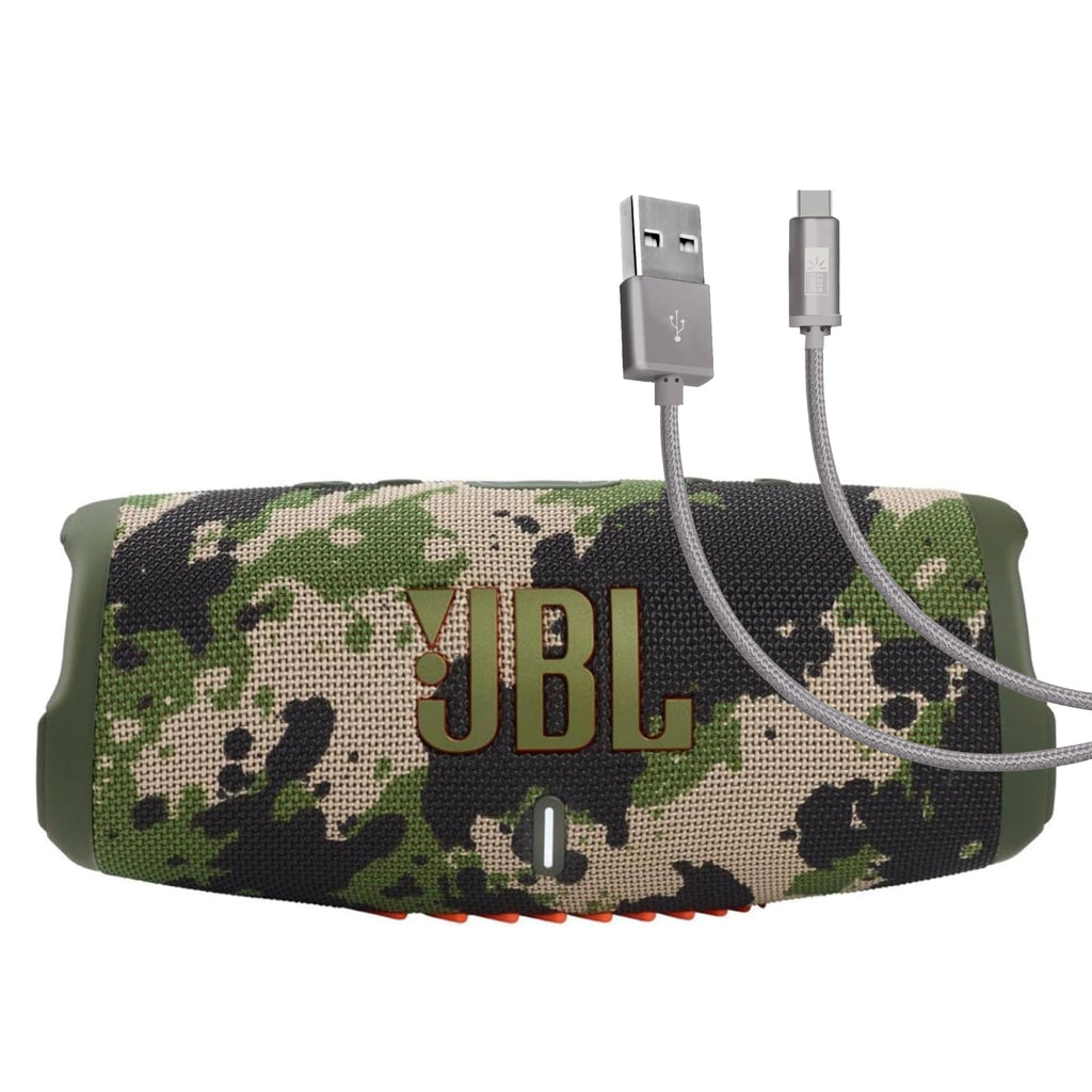 JBL Charge 5 (Squad) + Bundle with Case Logic Braided USB Type-C Charge & Sync (6 feet, Gray)