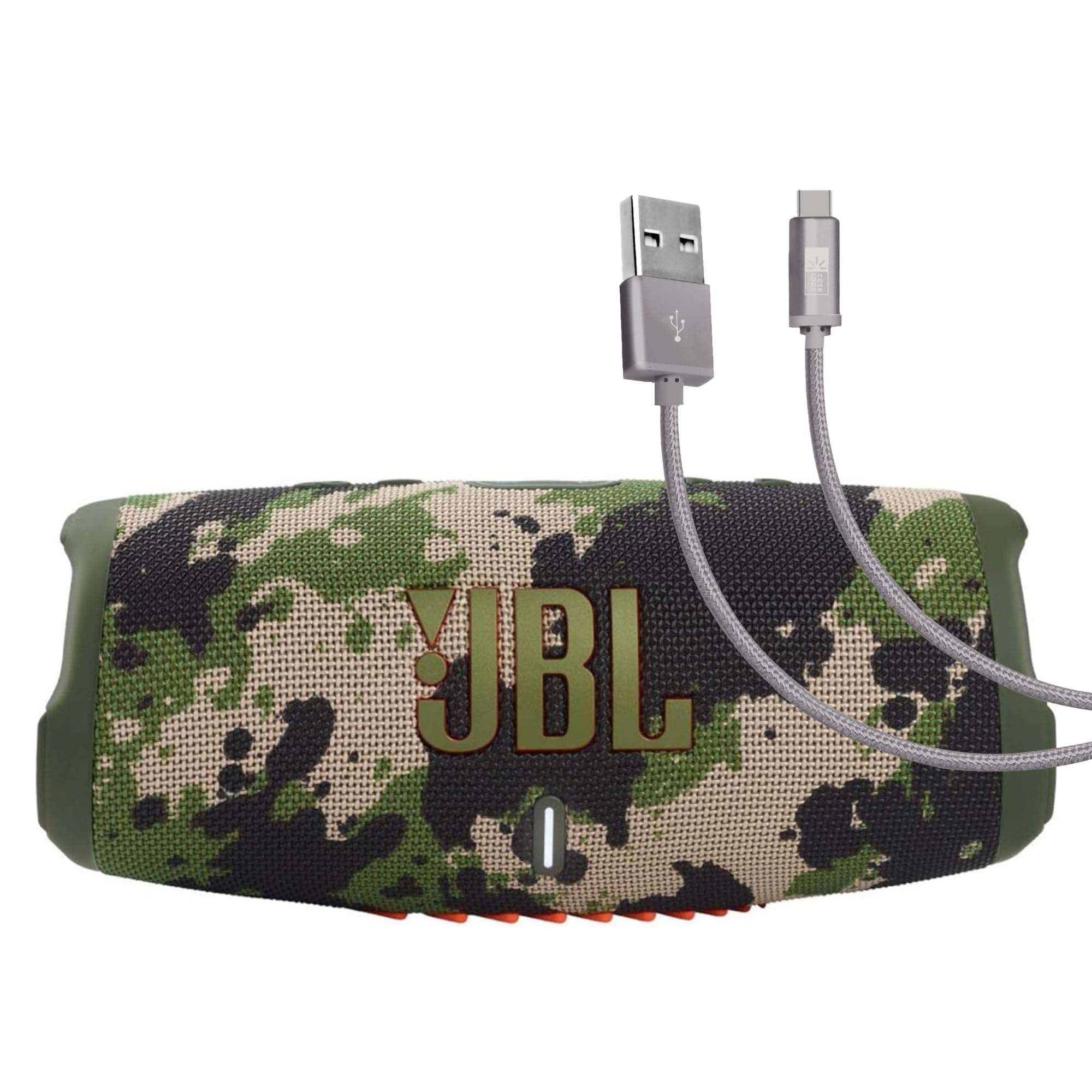 JBL Charge 5 (Squad) + Bundle with Case Logic Braided USB Type-C Charge & Sync (6 feet, Gray)